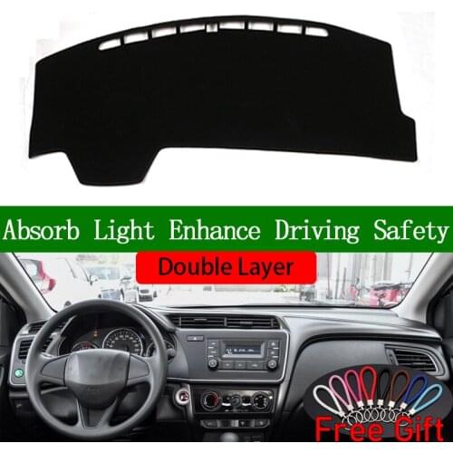 Double Layer Car Stickers For Honda city 2015 2016 2017 2018 Dashboard Cover Car Accessories Interior Anti-UV Car Decals