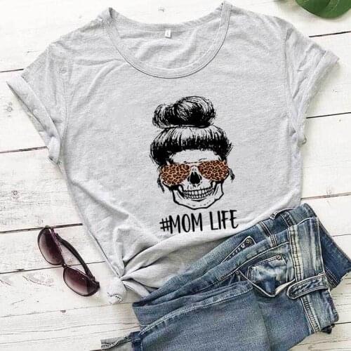Mom Life Leopard Colored Print T Shirt New Arrival 100%Cotton Casual Funny T Shirt Mom Gift Shirts Mothers Day Gift