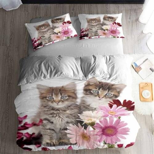 HELENGILI 3D Bedding Set Lovely cats Print Duvet cover set bedclothes with pillowcase bed set home Textiles