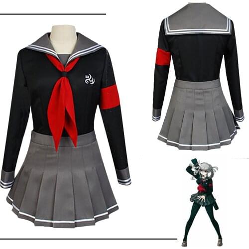 Anime Dangan-Ronpa Peko Pekoyama Danganronpa Cosplay Costume Schlool JK Uniform Sailor Suit Tops Skirt Red Bow-Tie Stock