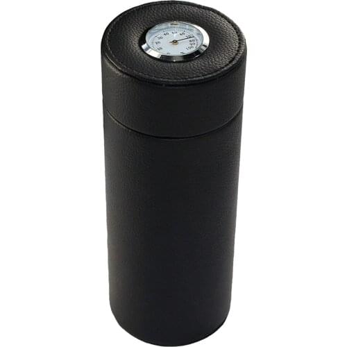 Leather Cigar Case Black Portable Travel Cigar Humidor Waterproof 5-8 Tubes Holder Humidifier Storage Carrying Case