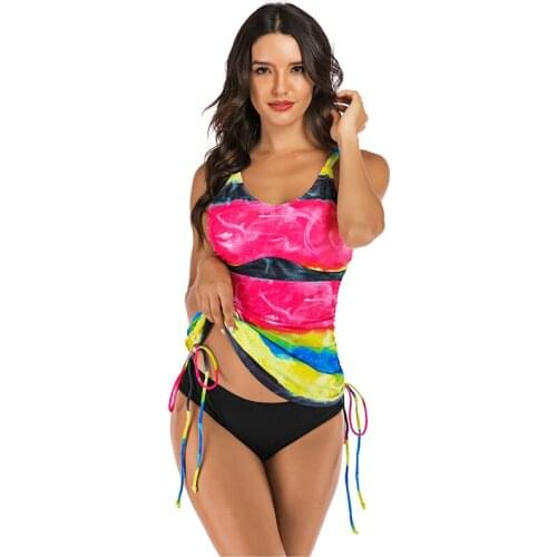 Vimtage Womens Sexy Swimsuit Two Pieces Swimwear Sleeveless Beachwear Tankini Set Female Summer Solid Bathing Suit S M L XL XXL