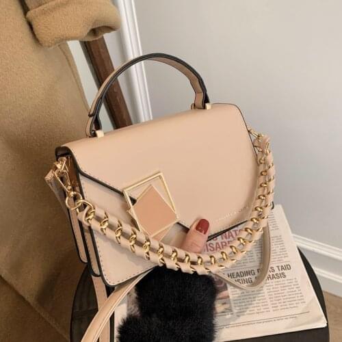 Fashion Exquisite Small Square Bag Retro Casual Shoulder Bags for Women 2020 Ladies Pu Leather Solid Color Chain Bag Sac A Main