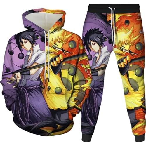2021 new Anime 3d mens hoodies 2 pice set sweatshirt joggers set harajuku print set autumn winter unisex tracksuits pant