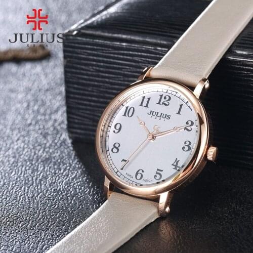 New Simple Womens Watch Japan Quartz Hours Clock Fine Fashion Dress Bracelet Genuine Leather Girl Birthday Gift Julius No Box