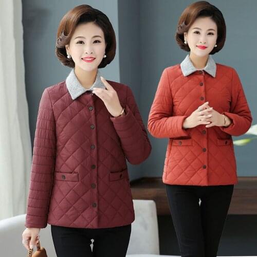 Autumn winter mother wear cotton coat winter warm coat solid color lapel single-breasted coat 2020 hot A703