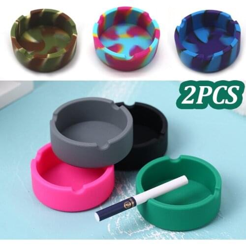 1/2PCS Colorful Creative Household Silicone Ashtray For Smoking Cigarette Cigar Home Cenicero Accessories