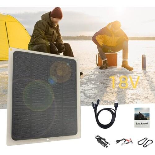 20W 18V Portable Emergency Monocrystalline Solar Panel Kit Complete Monocrystalline Photovoltaic Module with 3In1 Charging Cable
