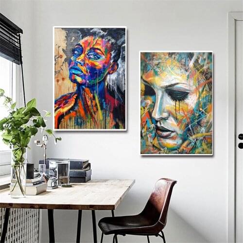 Graffiti Women Portrait Oil Painting Poster And Prints Wall Decor For Living Room Canvas Painting Wall Art Picture Home Posters