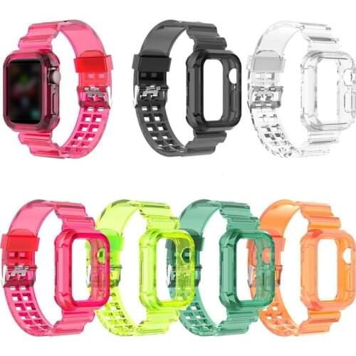 6 Color Ring Strap for Apple Watch6/5/4/3/2/1 Iwatch SE 38/40mm 42/44mm Smart Watch Fashion Transparent Silicone WatchBand