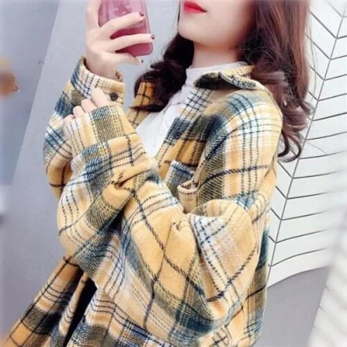 EBAIHUI Shirt Jacket Women Casual Plaid Full Sleeve 2021 Fashion Spring Autumn Shirts Oversized Tops Blouse Girl Outwear Shirts