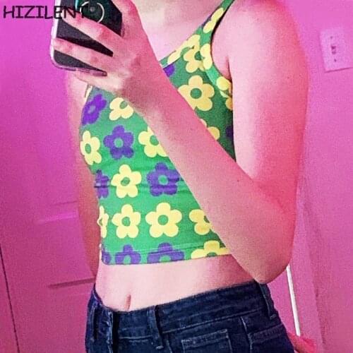 Flower Printed Crop Top y2k Aesthetic Top Tie Up Camis Top Women Vintage Sweats Beach Holiday female Top 90s Vests clothes tees