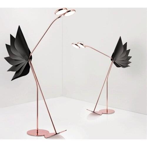 Modern Luxury Floor Lights Rose Gold Analog Ostrich Metal Floor Lamp For Living Room Dining Room Home Decor Creative Lamps FA032