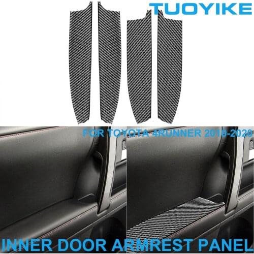 LHD Car Styling Carbon Fiber Innterior Inner Door Handle Armrest Panel Cover Trim Decal Sticker For Toyota 4RUNNER 2010-2020