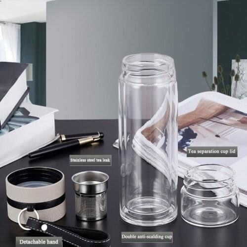 500ML Glass Water Bottles For Dink Tea With Infuser Double Wall Bottle For Water Portable Outdoor Travel Tea Mug Tumbler