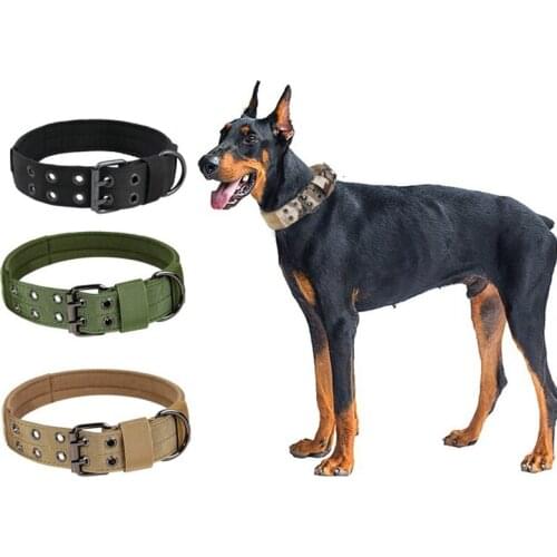 Tactical Dog Collar Pet Military Training Double Metal Buckle Collars Wide Beagle German Shepherd Labrador for Medium Large Dog