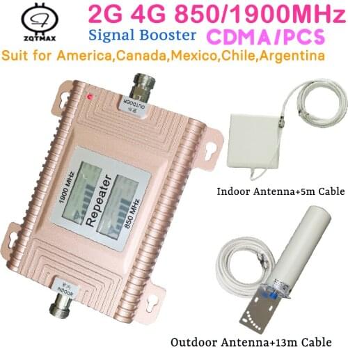 ZQTMAX umts lte mobile signal amplifier 2g gsm signal booster 3g 4g repeater with indoor outdoor antenna full sets for home