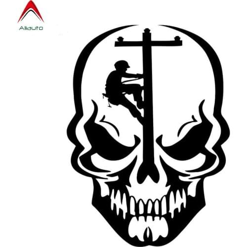 Aliauto Personality Car Sticker Cool Skull Lineman Electrician Power Automobiles Motorcycles Decoration Vinyl Decal,13cm*9cm
