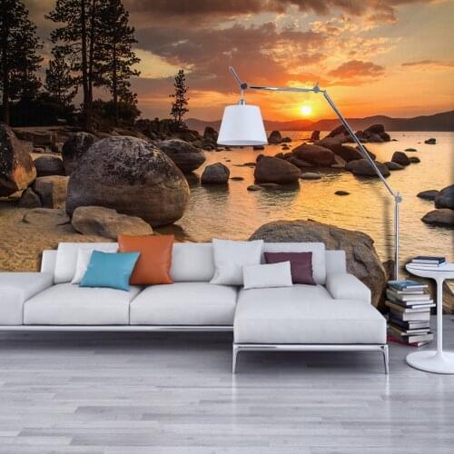 High Quality 3D Mural Custom Wallpaper HD Dusk Beach View Wall Papers Home Decor Wall Decals Living Room Bedroom Backdrop Murals