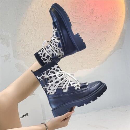 Thick-soled increased lace-up womens boots womens motorcycle ankle boots womens punk shoes black Martin boots womens shoes
