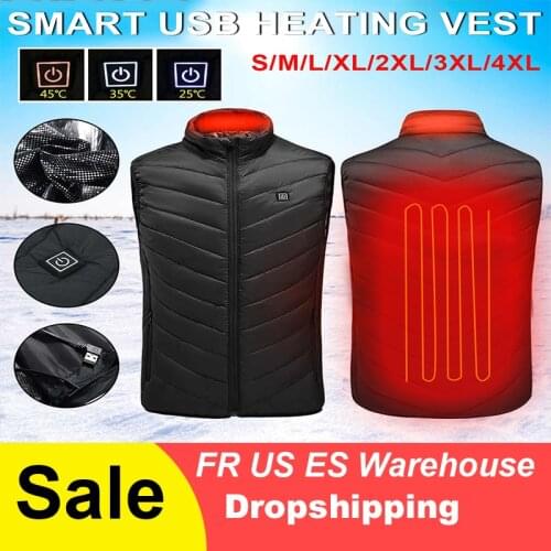 Electric Heated Vest USB Heating Vest Outdoor Winter Thermal Cloth Feather for Camping Hiking Warm Hunting Jacket for Man