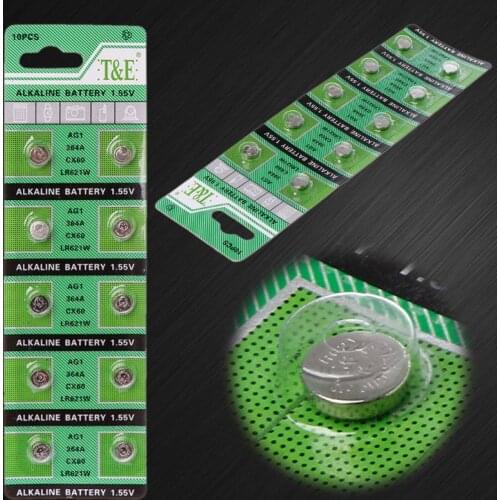 10PCS Watch Battery AG1 1.55V 364 SR621SW LR621 621 LR60 CX60 Alkaline Button Coin Cell Batteries