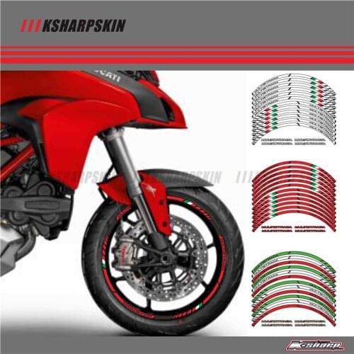12 strip Motorcycle Outer Rim Sticker Stripe Wheel Reflective Decals For all DUCATI MULTISTRADA 1260 1200 1200s