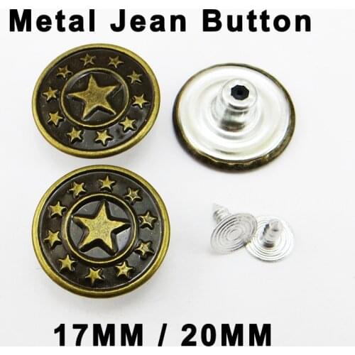 30PCS Metal Jeans Star Button Decorative Clothes Accessory Garment Word Trousers Buttons Fits MJB-376