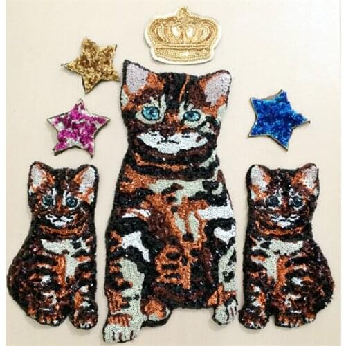 Cats n stars applique embroidery vintage patch dress accessories fashion patches for clothing applique decoration parches ropa