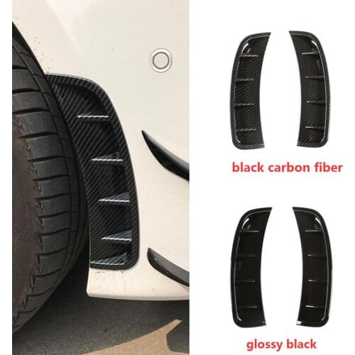 For Mercedes-Benz A W177 2019-2021 ABS Carbon Fiber Car Front Bumper Intake Side Decorate Frame Sticker Car Casing Accessories