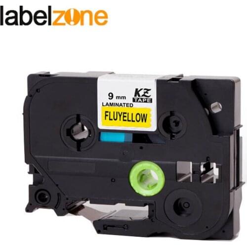 9mm Fluorescent Yellow tze-c21 Compatible Brother p-touch printers tze label Tape laminated ribbon tz-c21 tze tape for ptouch