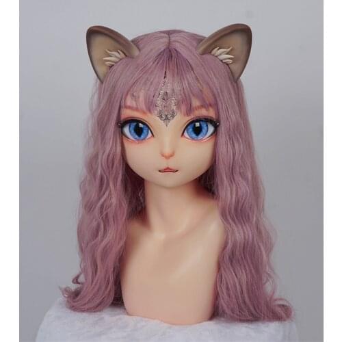 HIDOLLS 35) Custom Female Girl Silica Resin Half Head Cosplay Anime Role Play Kigurumi Sex Cat Masks Crossdresser Doll Mask