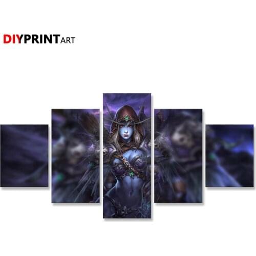 Game Poster Wow Sylvanas Windrunner 5 Pcs/set Modern Wall Art Painting Wall Decorations for Living Room A2241