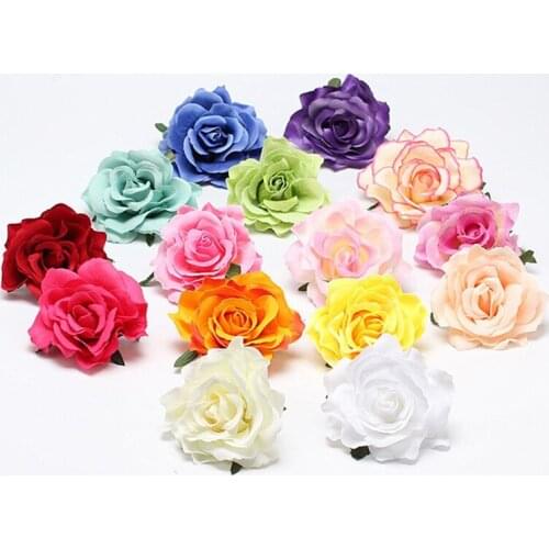 Imixlot Bohemian Polyester Flower Hair Clip for Women Girls Colorful Rose Floral Hairpin Hair Accessories For Bridal Wedding