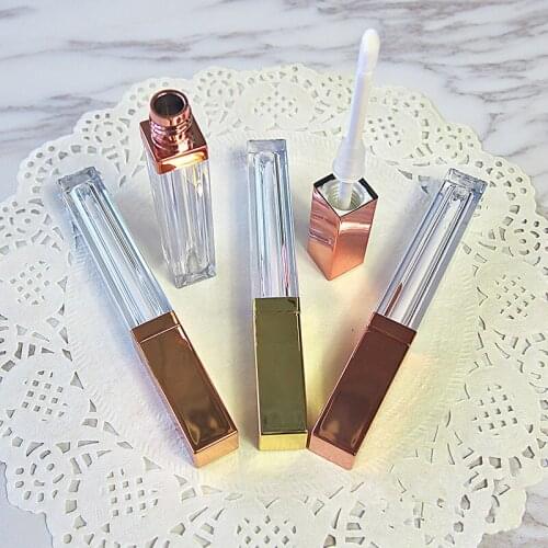 Square 4ml Rose Gold Mini Lip Gloss Lip Balm Containers Makeup Liquid Facial Eyeliner Batom Lipstick Refill Bottle Tubes 20pcs