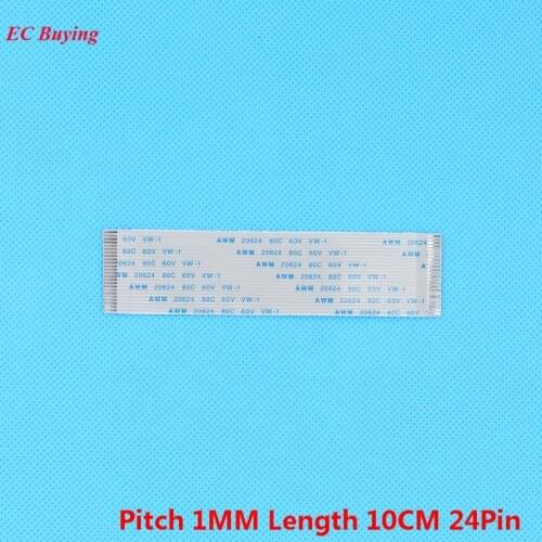 FFC Ribbon Cable 24 Pin Ribbon Cable Flat Cable 24Pins Flexible Flat Cable Forward Direction Pitch 1mm Length 10cm 5Pcs