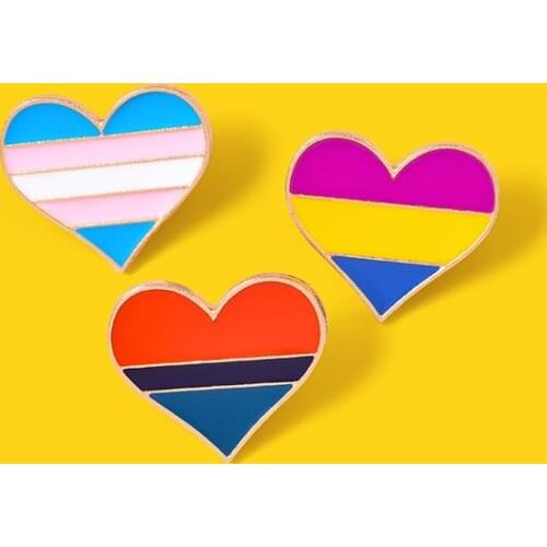 LGBT Rainbow heart Enamel Lapel Pin Alloy metal Love Brooches GL Lesbian, Gay, Love girl Boy Badge gift pins
