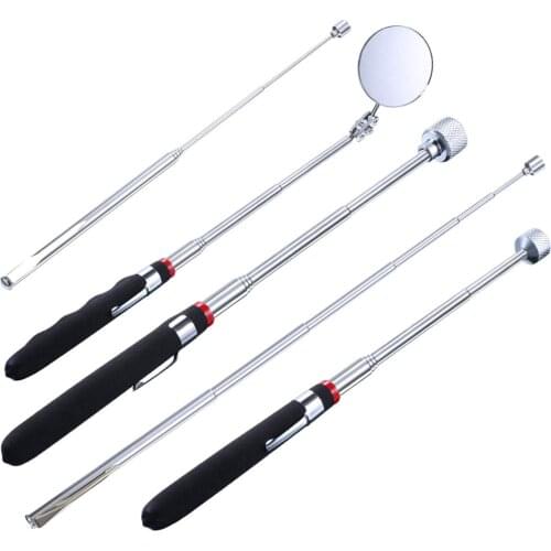 Magnetic Pick-up Grabber Tool including 15lb/10lb/3 lb/1 lb Pick-up Rod and Round Inspection Mirror Telescoping Handle 360 Swive