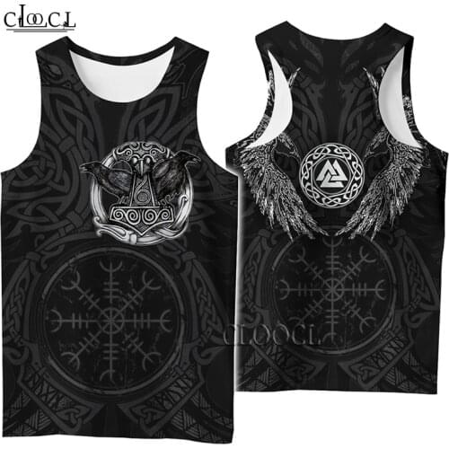 CLOOCL 3D Print Tank Top Popular Viking Symbol Tattoo Raven Streetwear Vest Sleeveless Men Women Casual Fitness Drop Shipping