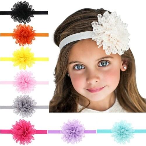 Cute 1pcs Baby Girls Lace Cotton Flower Headband Fabric Flower Hair Bands Newborn Infant Photo Props Kids Hair Accessories
