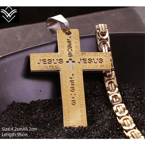 Fashion Classic Religious Jesus Letter Cross Necklace Pendant Hot Sale