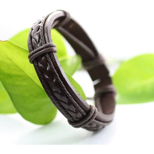 Fashion 6Pcs/set Handmade Multilayer Woven Leather Men Bracelets Bangles Vintage Casual Mens Female Jewelry Accessories DX25