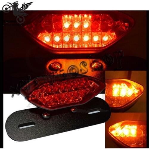 Motorcycle tail turn signal light motorbike brake light whit bracket black red lighting Bobber Chopper Cafe Racer moto indicator