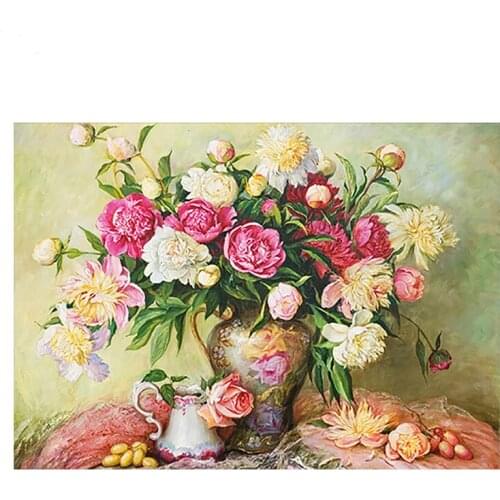 5D DIY Rose floral Vase Diamond Painting Full still life New Sticking Drill Cross Embroidery simple Home Decorative