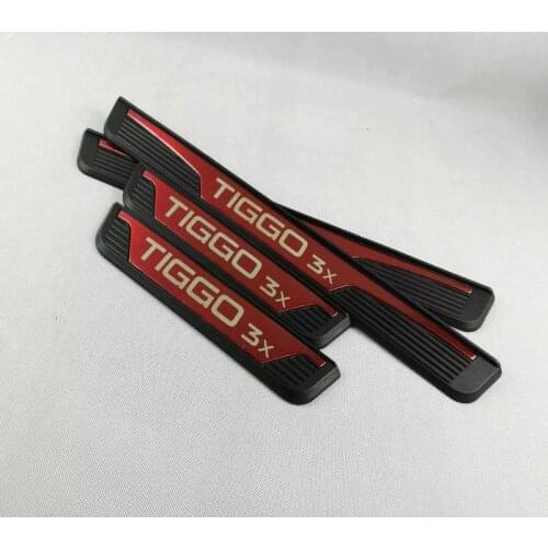 For Car Styling Chery Tiggo 3x Accessories 2016 Steel Door Sill Trim Scuff Plates Door Pedal Cover Guard Car Sticker 4pcs 2017