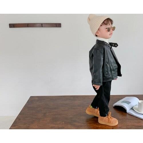 Boys Clothes Autumn Coat 2021 Boys' Leather Coat Handsome Locomotive Coat Cool Personality Kids Jacket Zipper Coat
