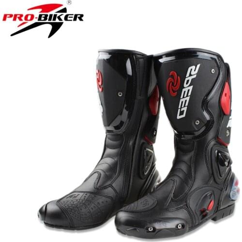 PRO-BIKER SPEED BIKERS Motorcycle Boots Moto Racing Motocross Off-Road Motorbike Shoes Black/White/Red Size 40/41/42/43/44/45