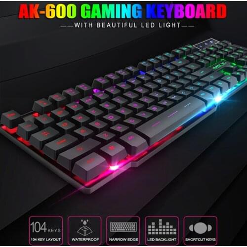 Wired usb keyboard 104 Keycaps LED Backlit Keyboard Gamer Wired USB Computer keyboard English Russian Colorful Backlit Keyboard