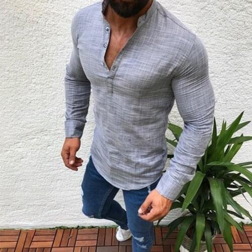 Mens Shirt Plain Cotton and Linen Open Button Collar Casual Shirts for Men Dress Shirt Long Sleeved Shirt Pocket Polo Shirt