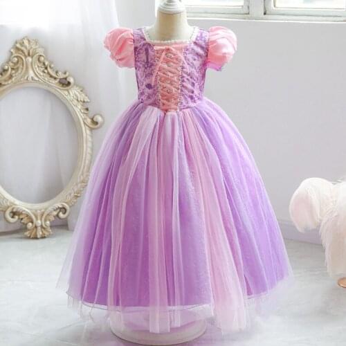 Ruifglasb Kids Girls Princess rapunzel Dresses Purple mesh Party Dress Children halloween costumes 3-10 Years